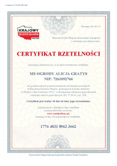 Certyfikat Rzetelnosci MS OGRODY ALICJA GRATYS [PL](1)